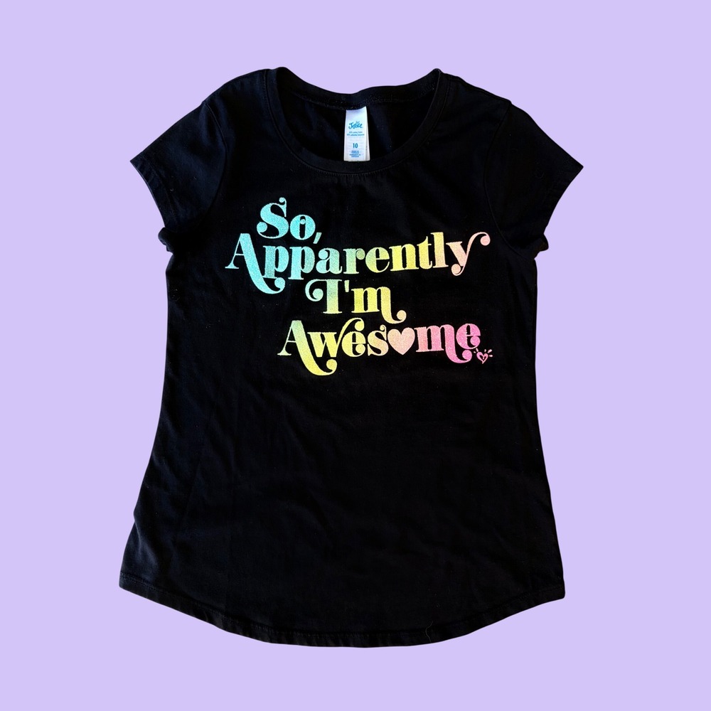 Y2K Justice So Apparently I'm Awesome Glitter Graphic Baby Tee Scene #16